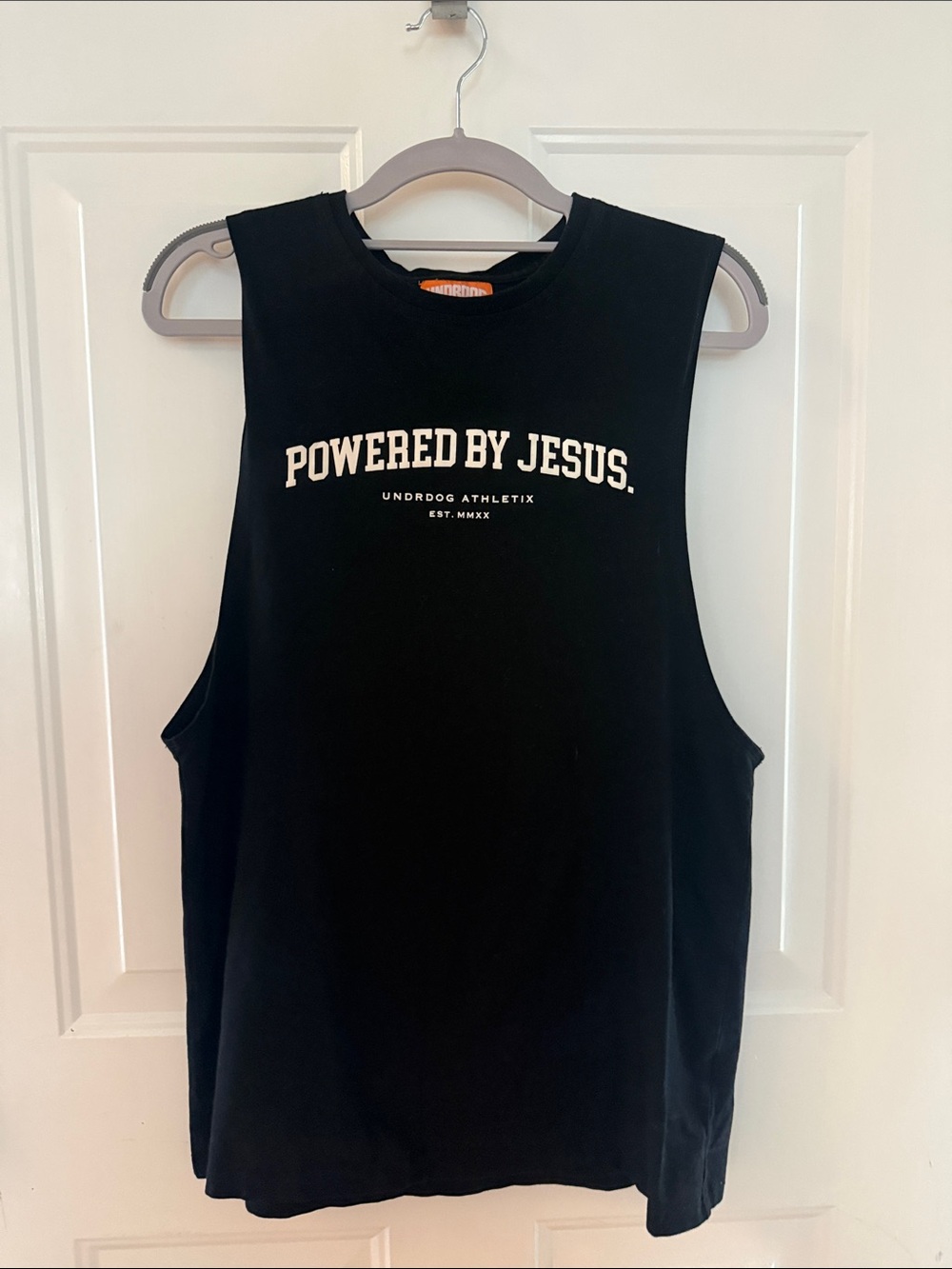 "Powered by Jesus" Black Muscle Tank